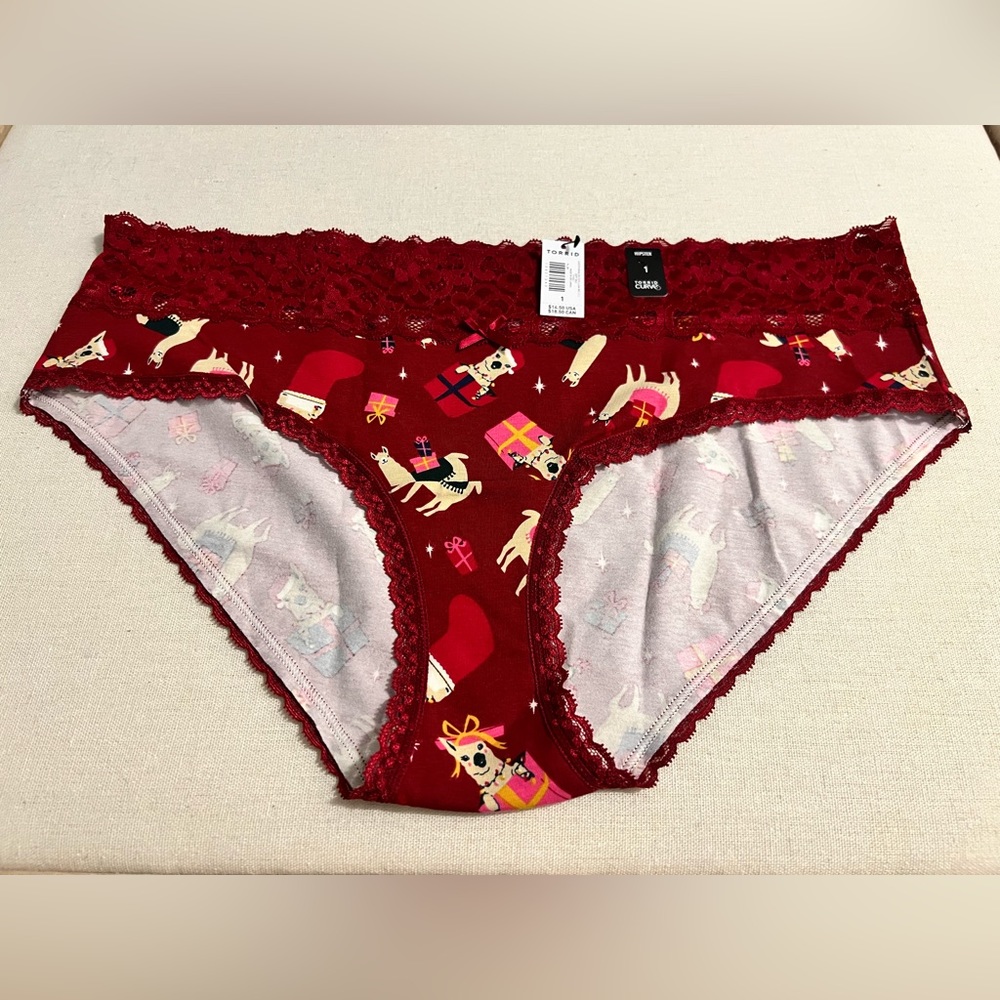 Torrid Christmas Lama Hipster Bikini Size 1